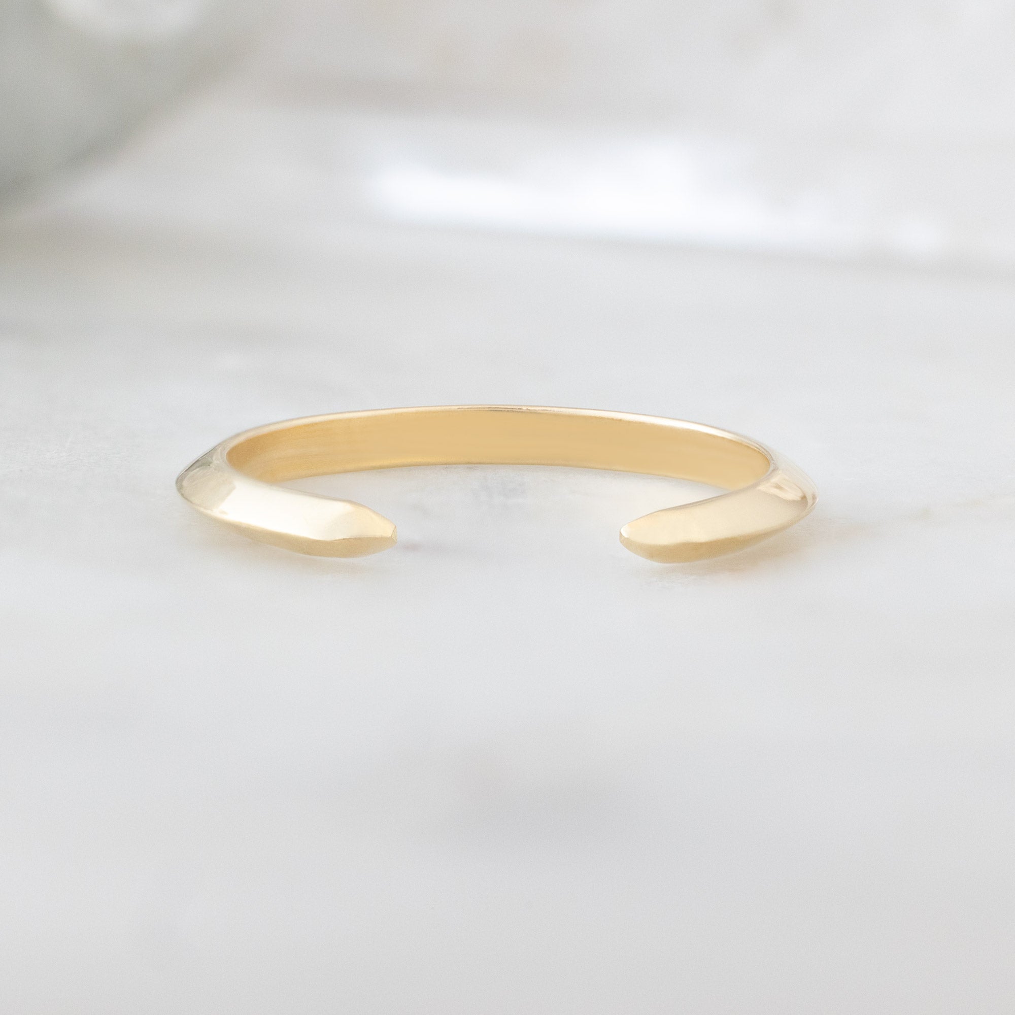 One of a Kind Gold Open Cuff Knife Edge Stacking Band | 14K Yellow Gold