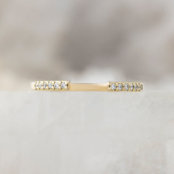 Open Cuff Salt and Pepper Diamond Pavé Stacking Band | 14K or 18K Yellow Gold