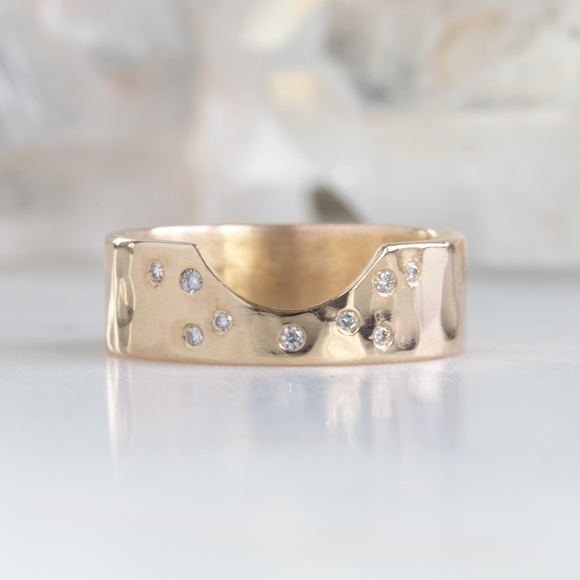 Constellation Cut-Out Stacking Band | Arc Cut Out in 14K Yellow Gold