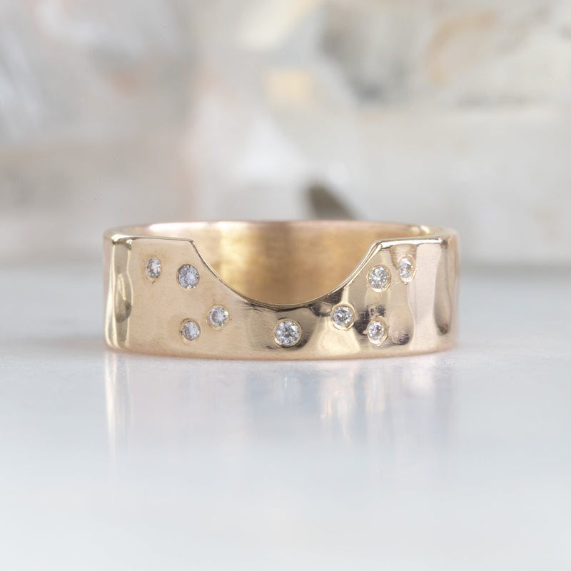 One of a Kind Constellation Cut-Out Stacking Band | Arc Cut Out in 14K Yellow Gold