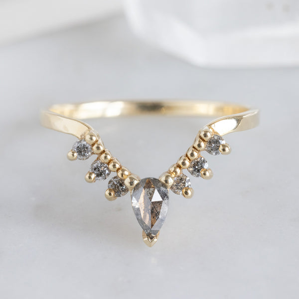 Pear Salt and Pepper Diamond Sunburst Stacking Band | 14K Gold