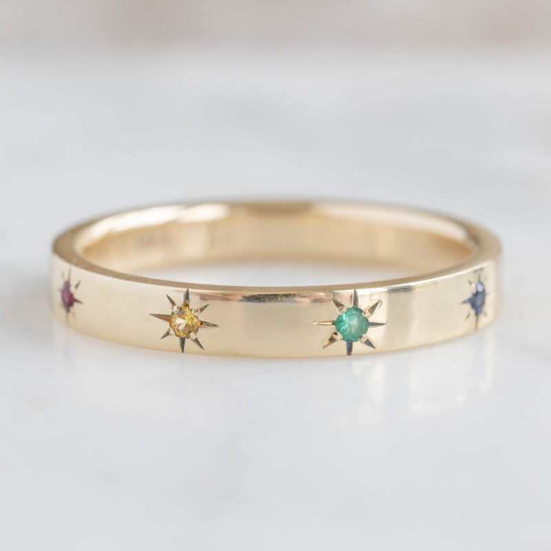 The Star-Set Rainbow Sapphire Band | 14K Yellow Gold