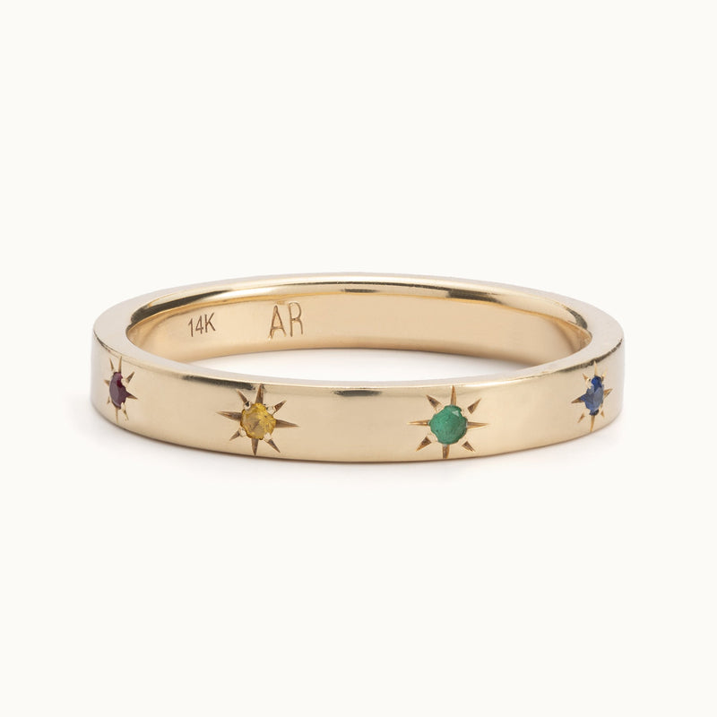 The Star-Set Rainbow Sapphire Band | 14K Yellow Gold