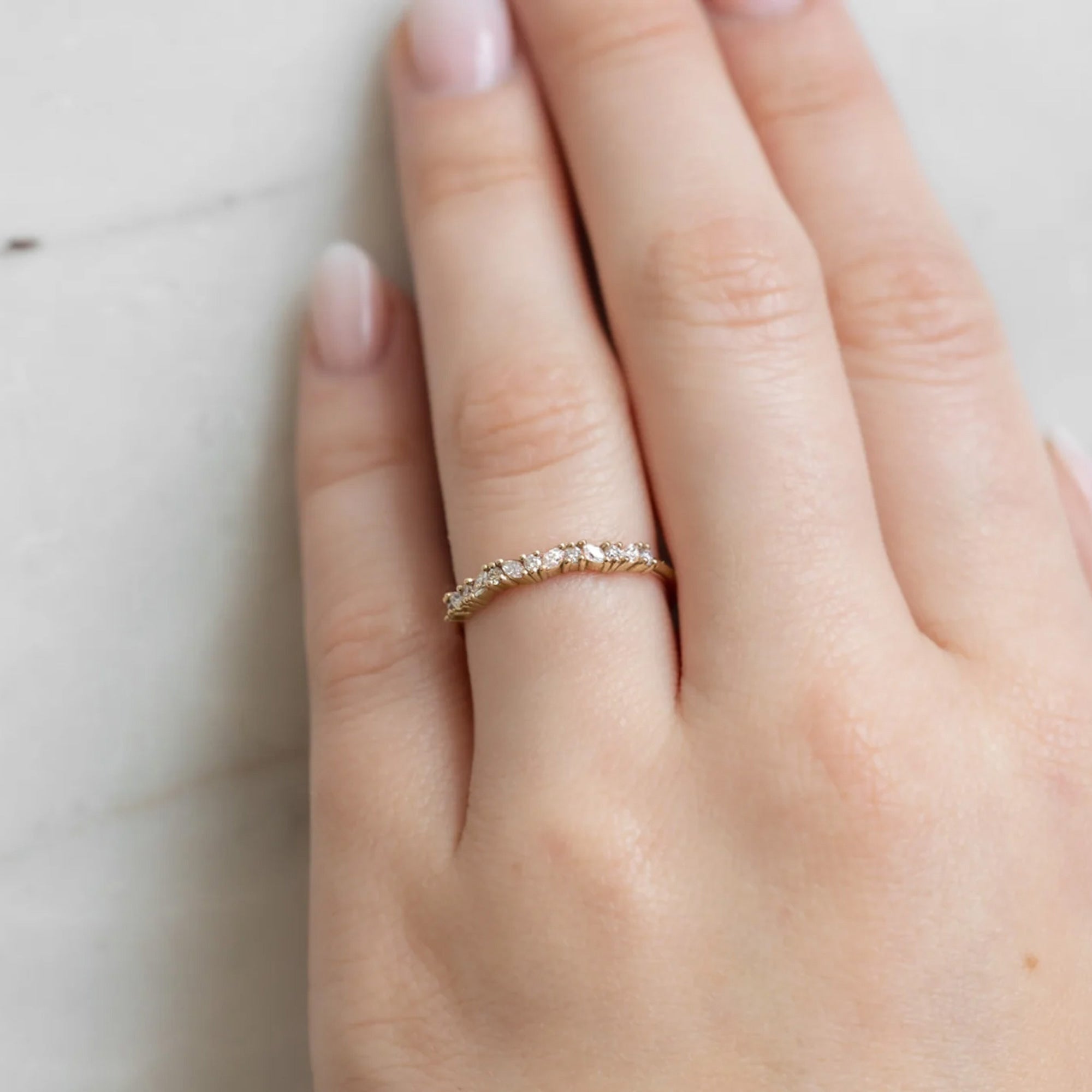 The Marquise Confetti Stacking Ring | 14K or 18K Yellow Gold