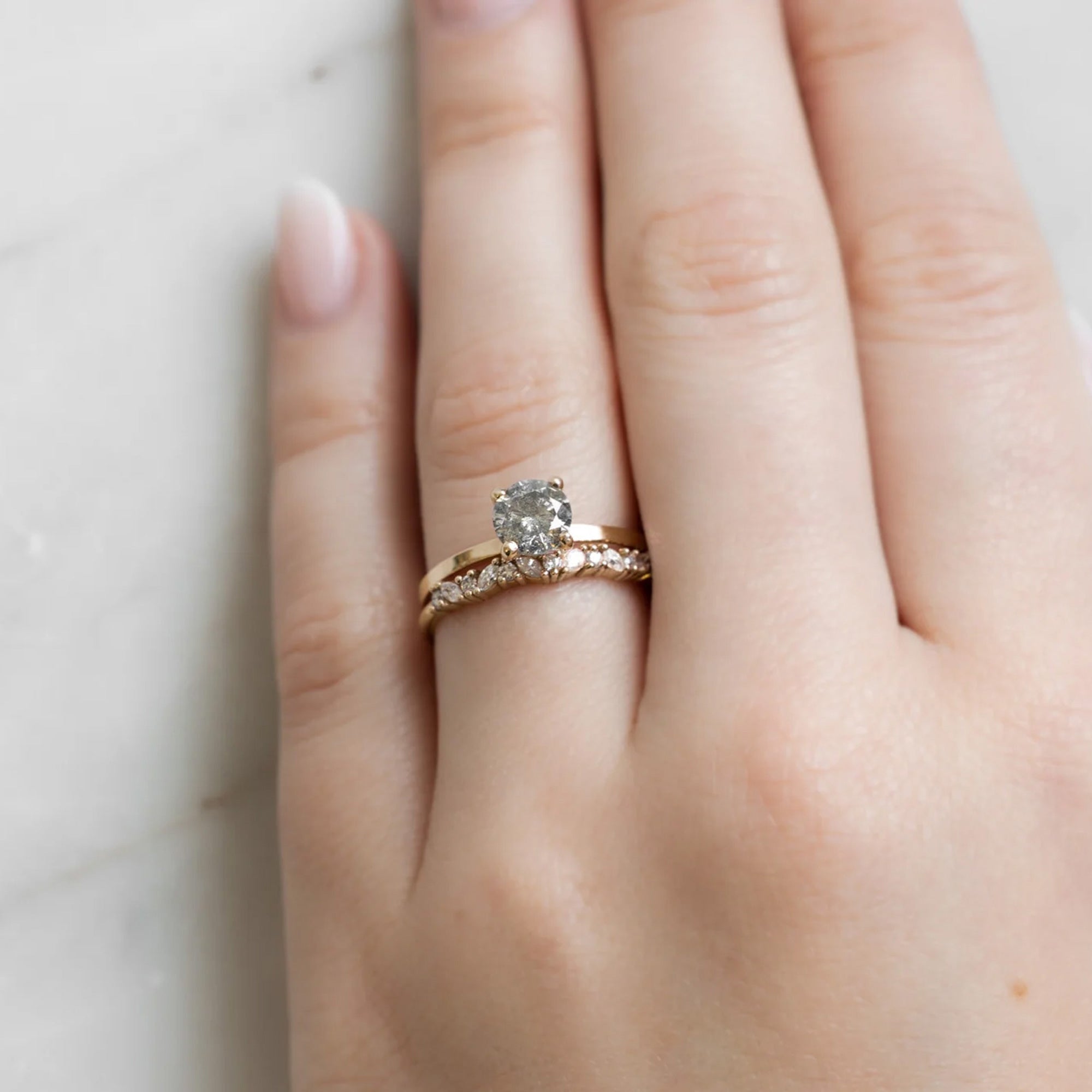 The Marquise Confetti Stacking Ring | 14K or 18K Yellow Gold