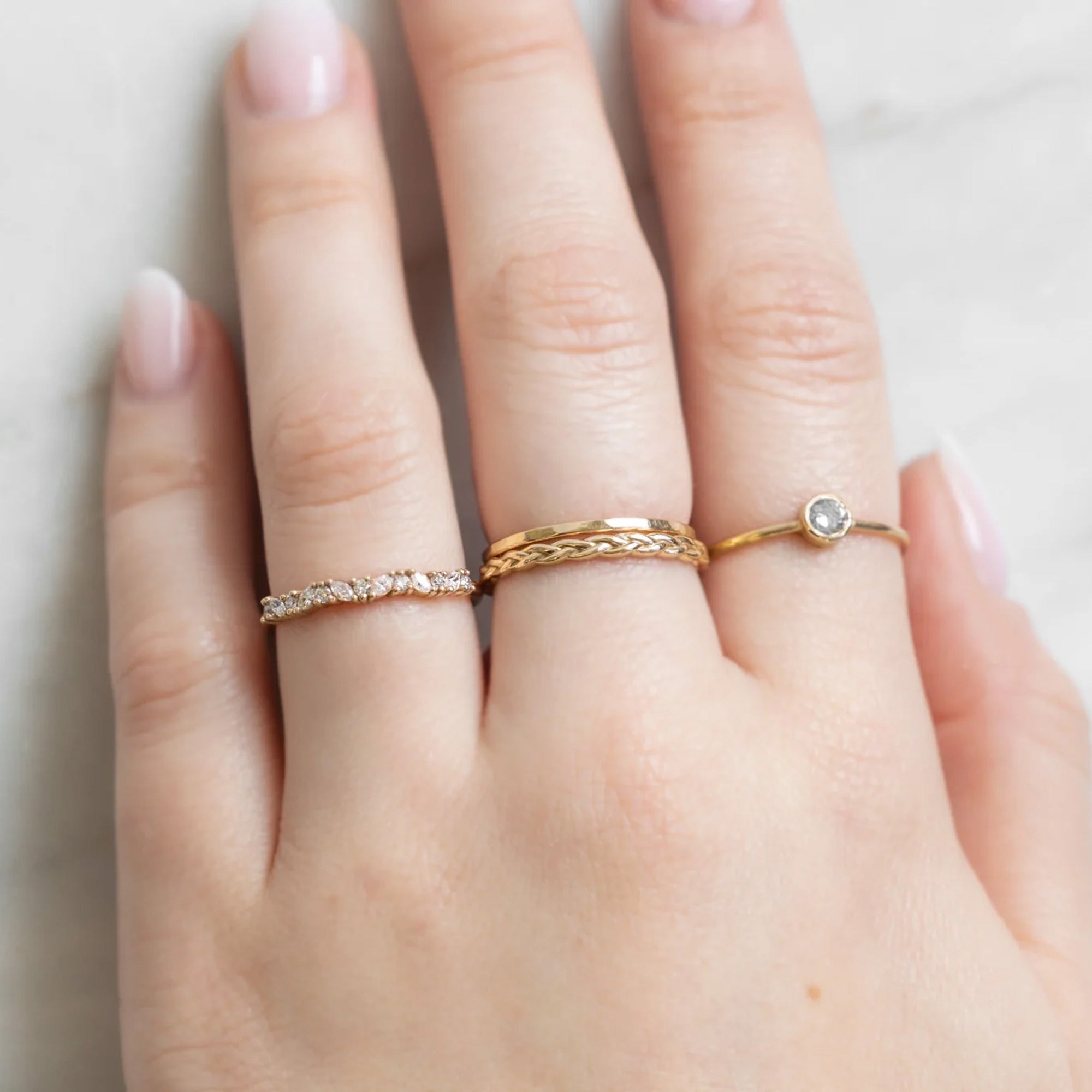 The Marquise Confetti Stacking Ring | 14K or 18K Yellow Gold