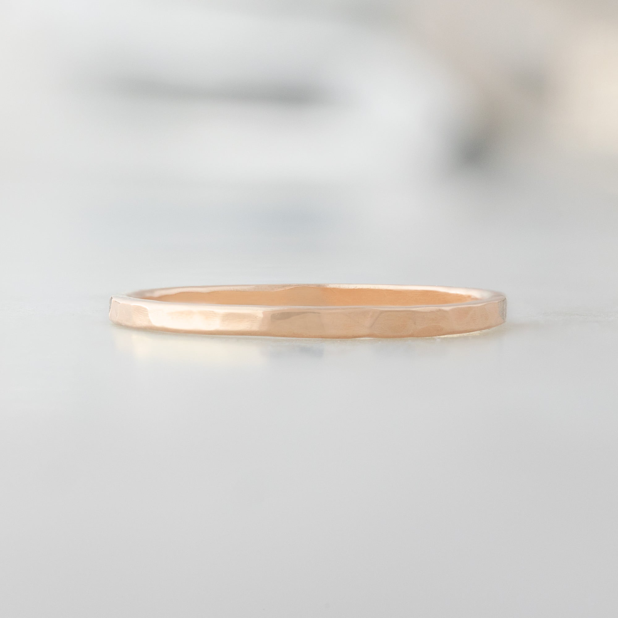 The Gold Stacking Wedding Ring | Hammered Texture in 14K Rose Gold