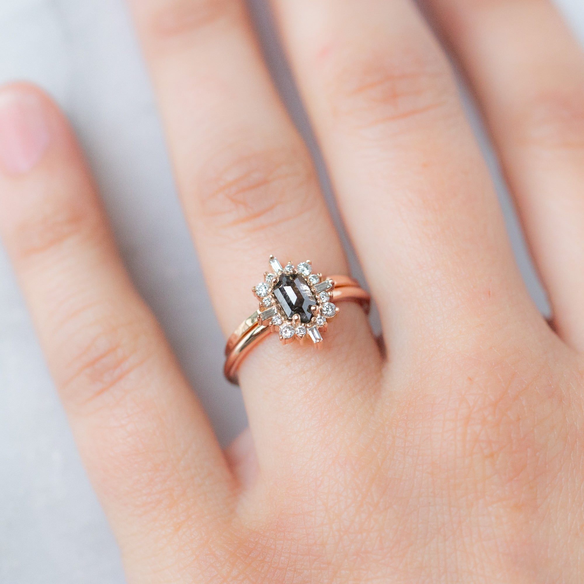 The Gold Stacking Wedding Ring | Hammered Texture in 14K Rose Gold