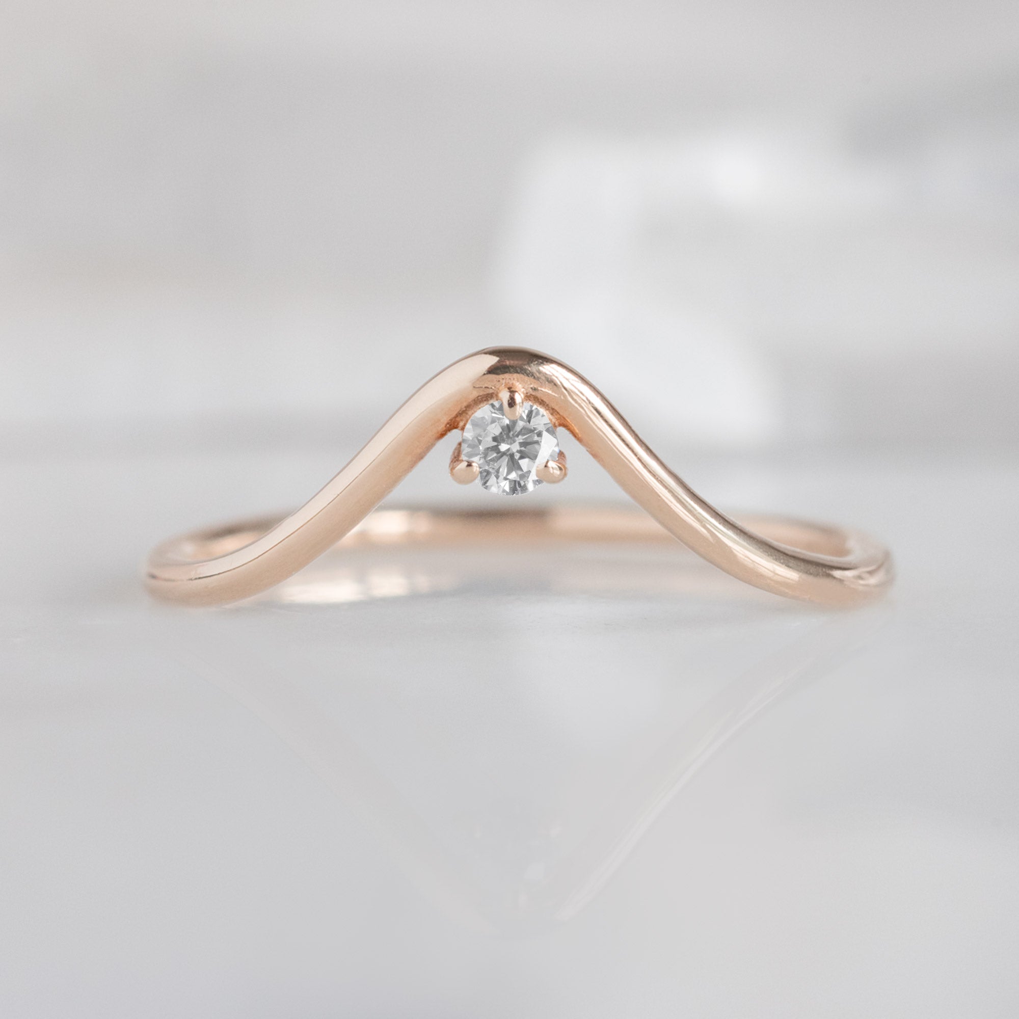 Peak White Diamond Stacking Band | 14K or 18K Rose Gold