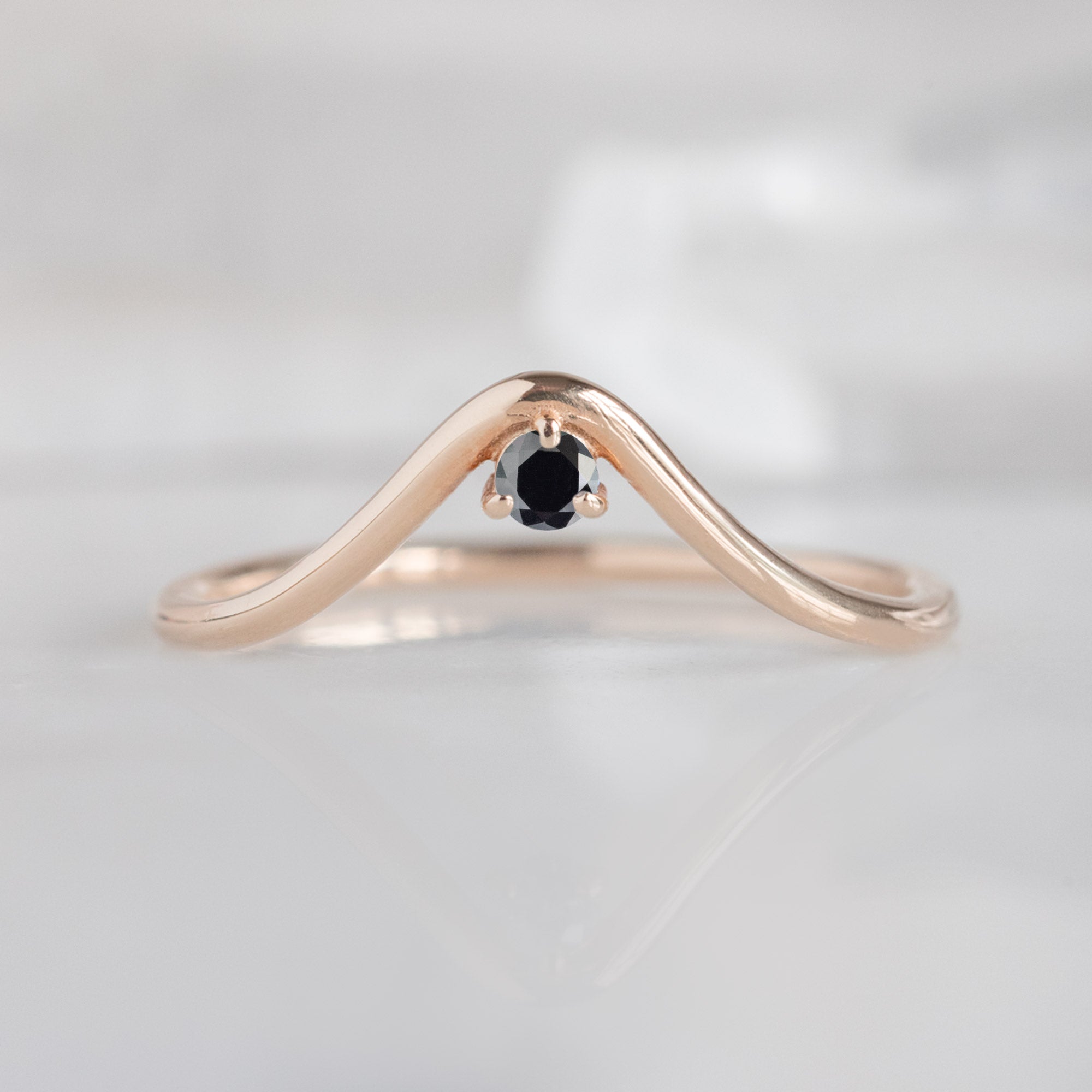 Peak Black Diamond Stacking Band | 14K or 18K Rose Gold