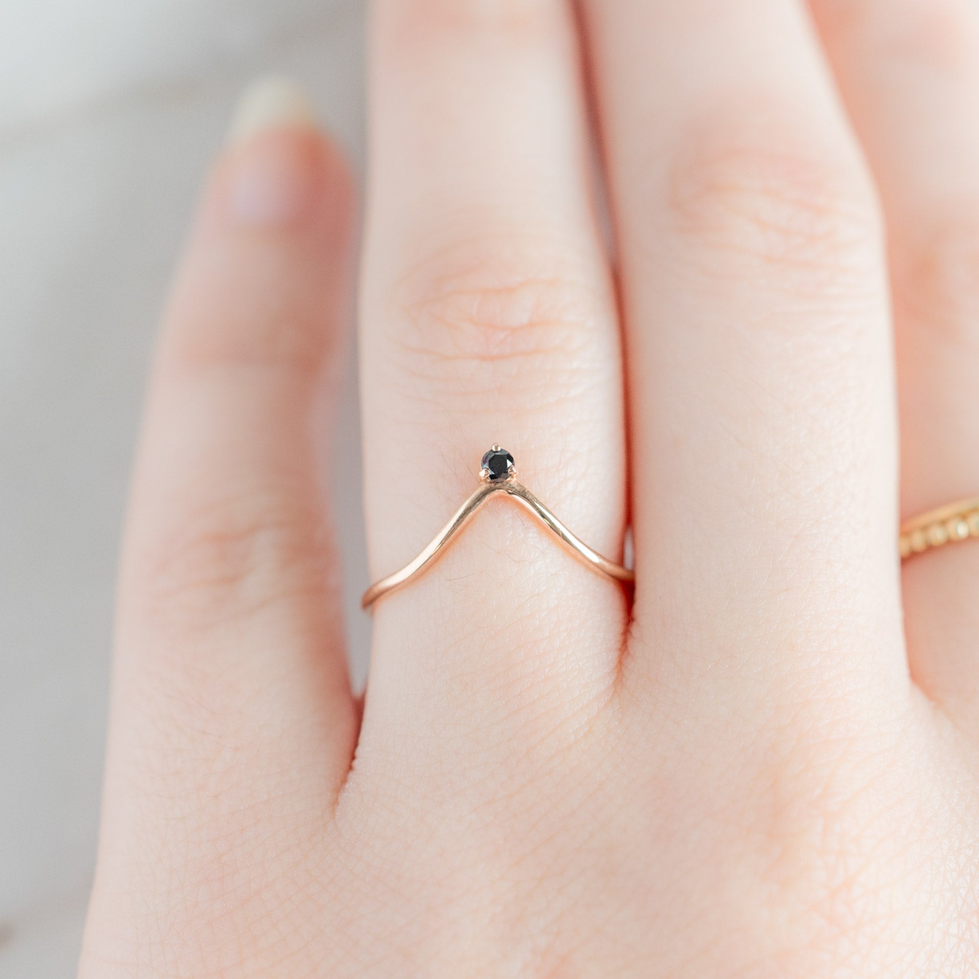 Black Diamond Crown Stacking Band | 14K or 18K Rose Gold