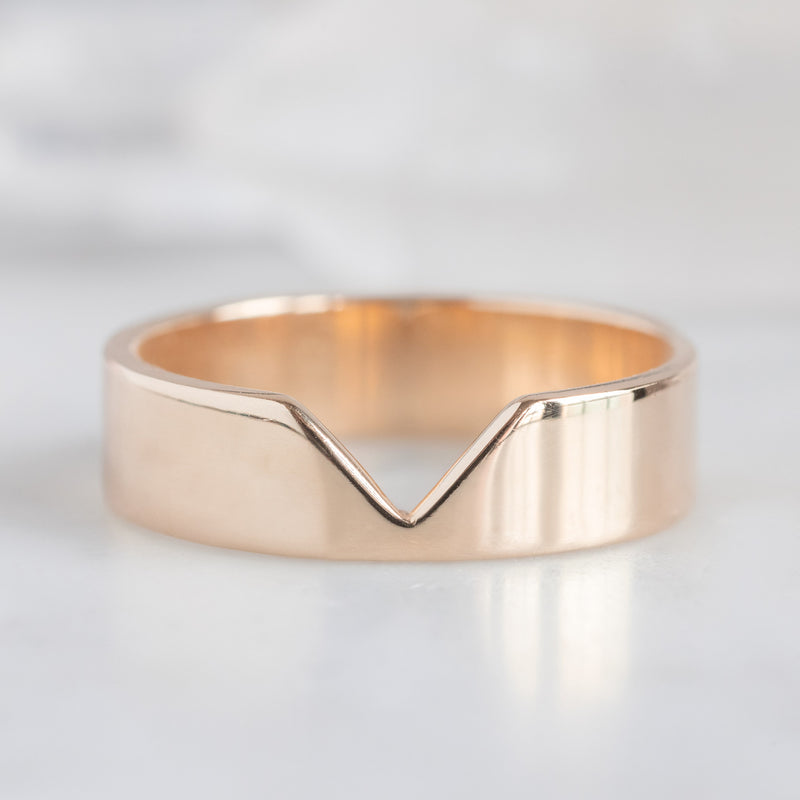 The Unisex Gold Wedding Band | Peak Cut Out in 14K Rose Gold