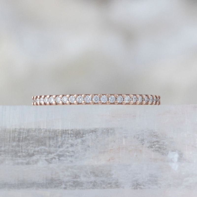 The White Diamond Pavé Wedding Band | 14K or 18K Rose Gold