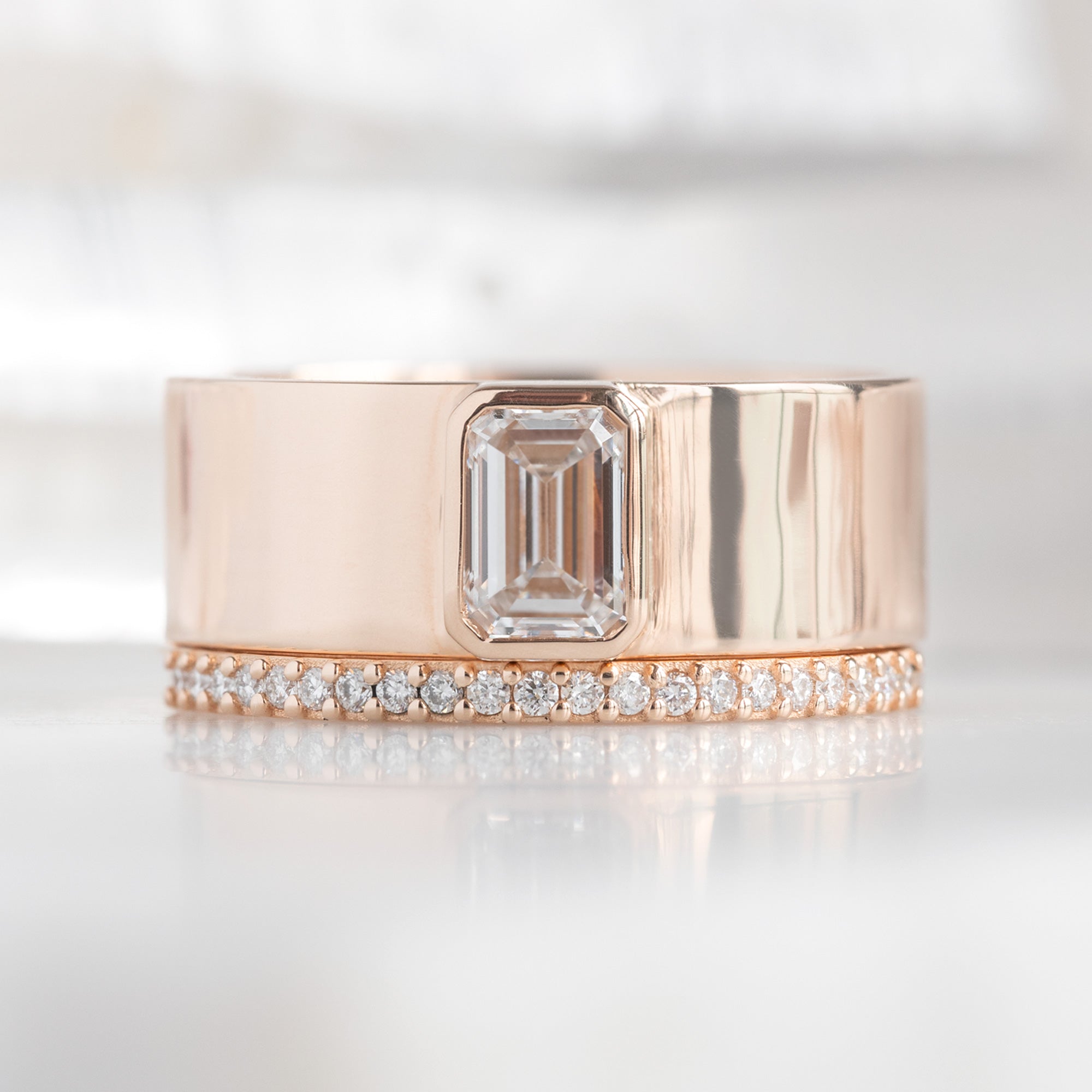 The White Diamond Pavé Wedding Band | 14K or 18K Rose Gold