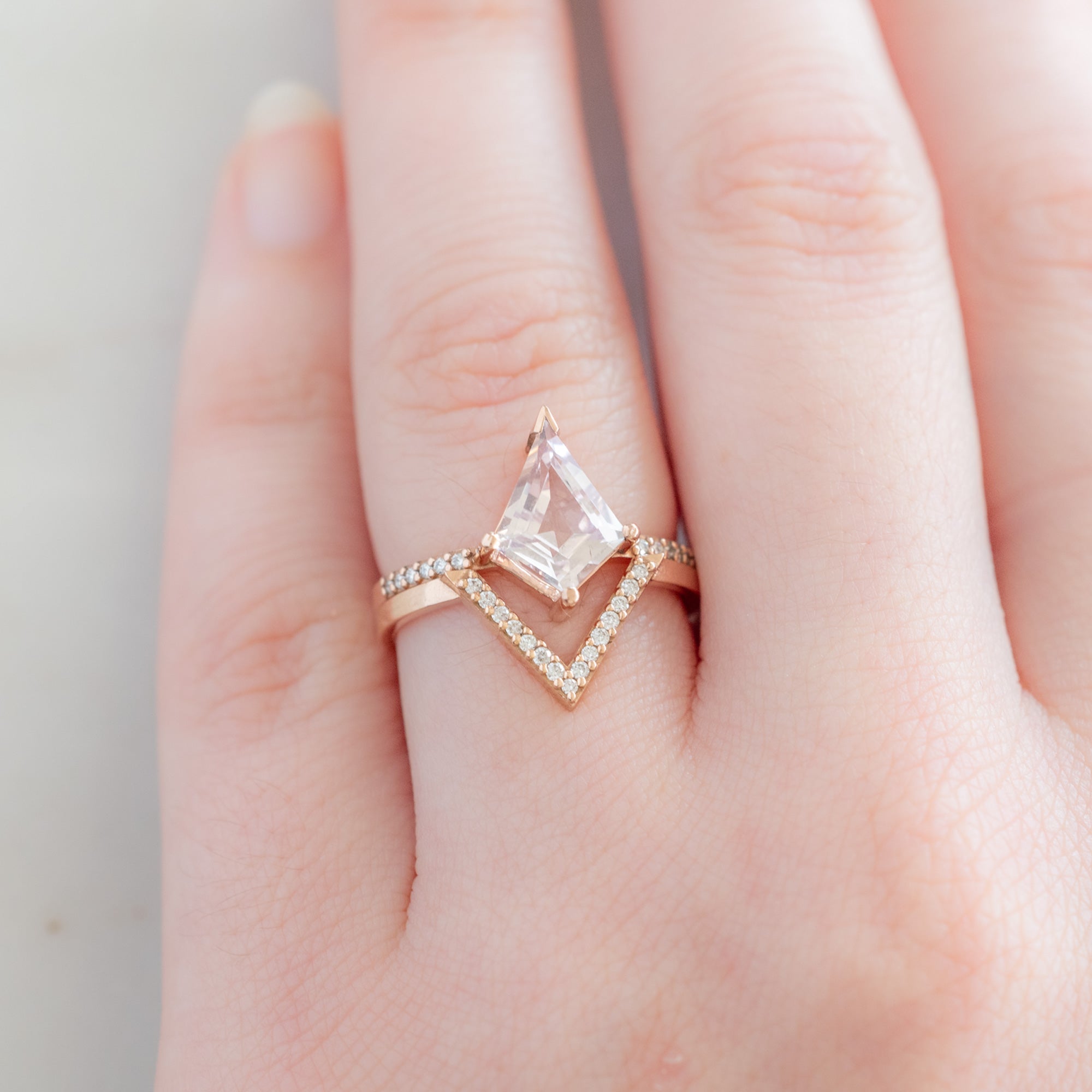 White Diamond Pavé Stacking Band | Peak Cut Out in 14K or 18K Rose Gold