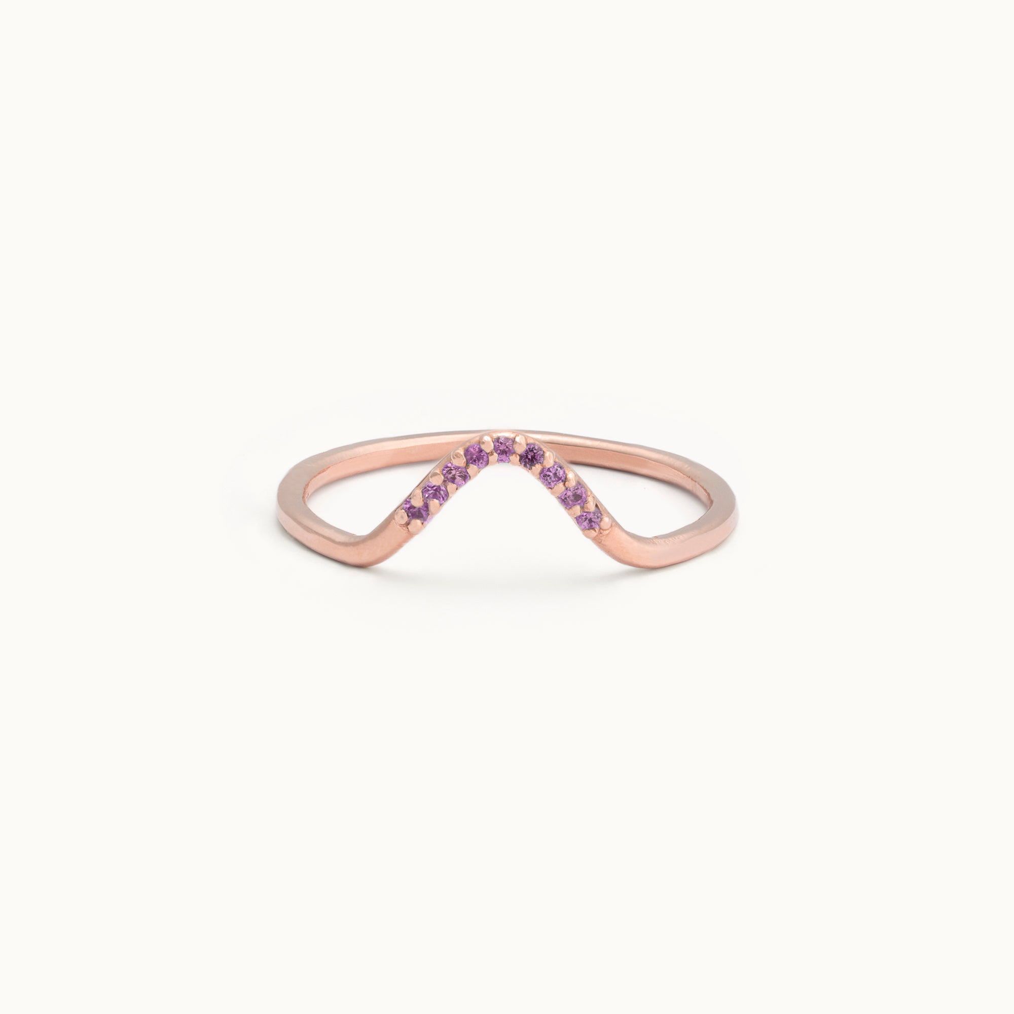 Ruby Pavé Peak Stacking Band | 14K or 18K Rose Gold