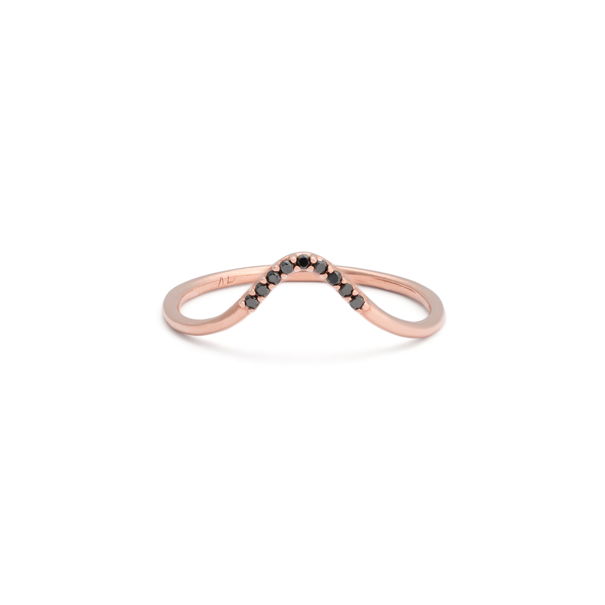 One of a Kind Black Diamond Pavé Peak Stacking Band | 14K or 18K Rose Gold