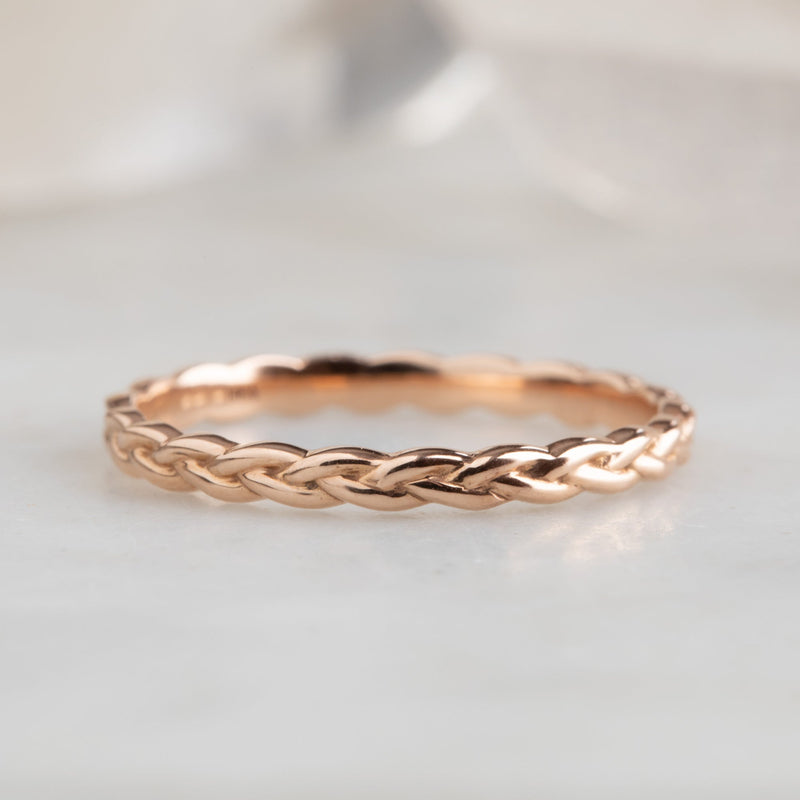 The Gold Braided Stacking Ring | 14K Rose Gold