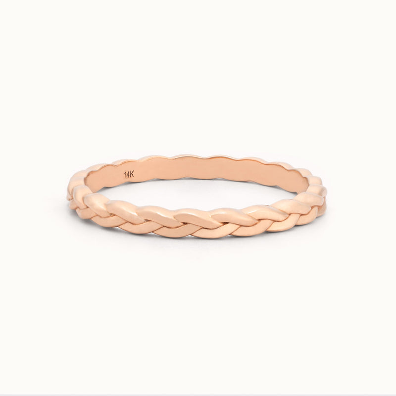 The Gold Braided Stacking Ring | 14K Rose Gold