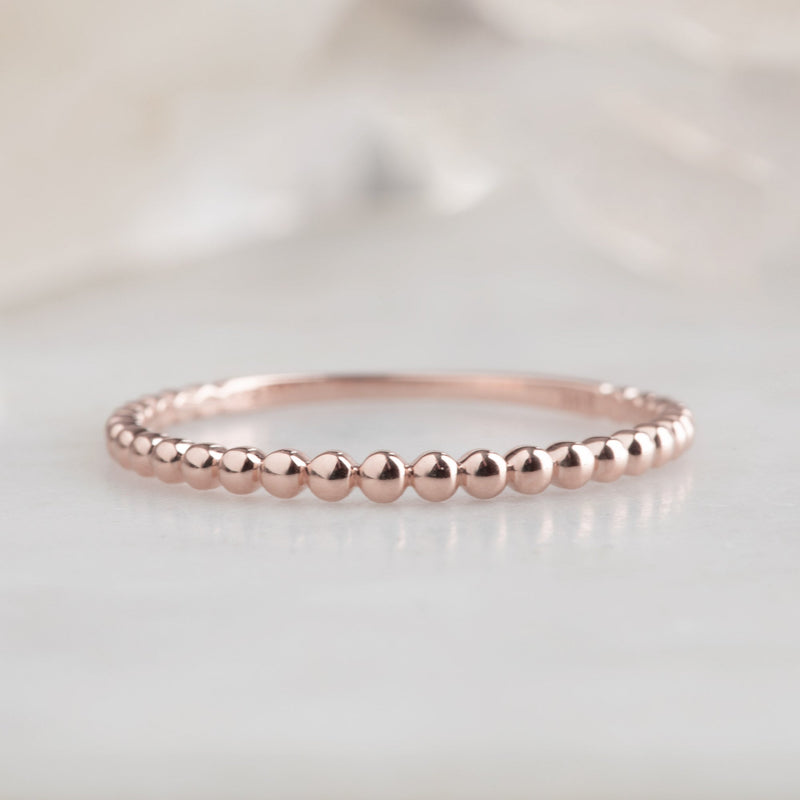 The Gold Beaded Stacking Ring | 14K Rose Gold