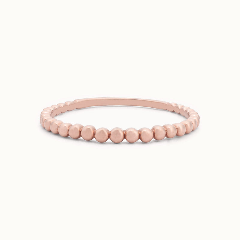 The Gold Beaded Stacking Ring | 14K Rose Gold