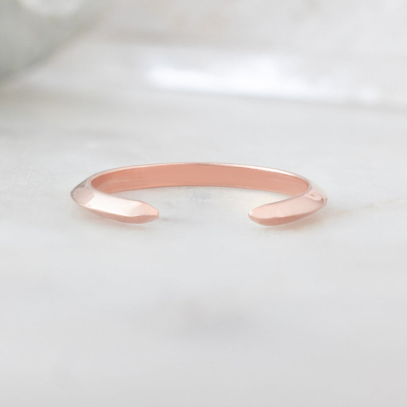 One of a Kind Gold Open Cuff Knife Edge Stacking Band | 14K Rose Gold