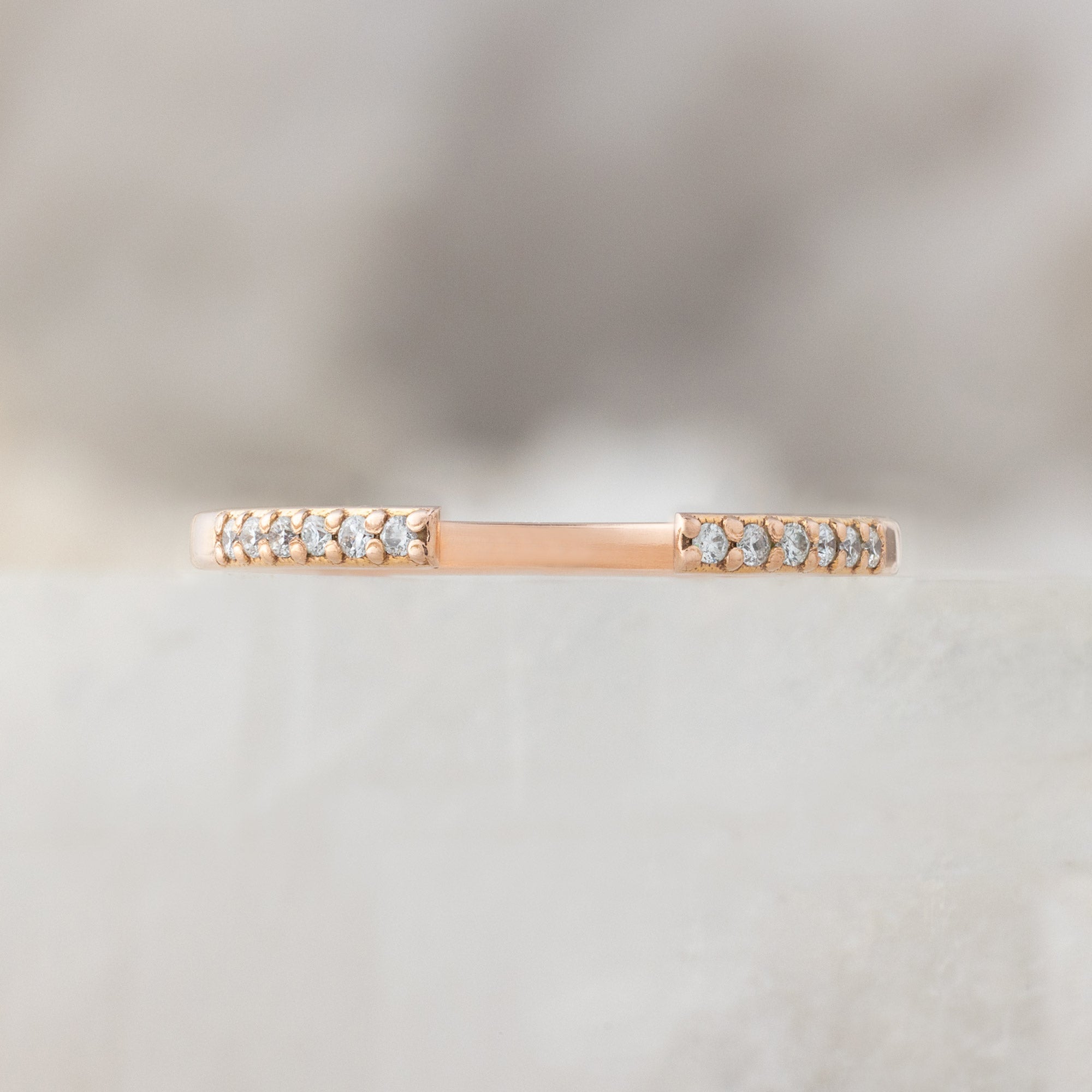 Open Cuff Salt and Pepper Diamond Pavé Stacking Band | 14K or 18K Rose Gold