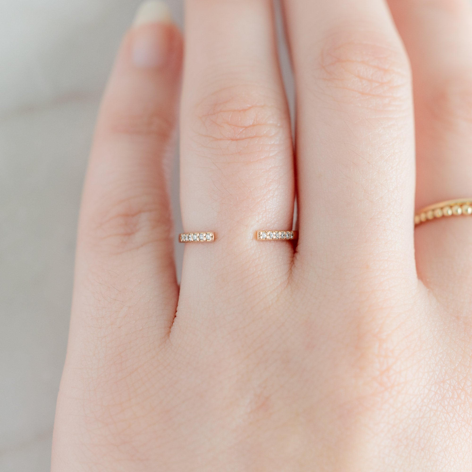 One of a Kind Open Cuff Salt and Pepper Diamond Pavé Stacking Band | 14K or 18K Rose Gold