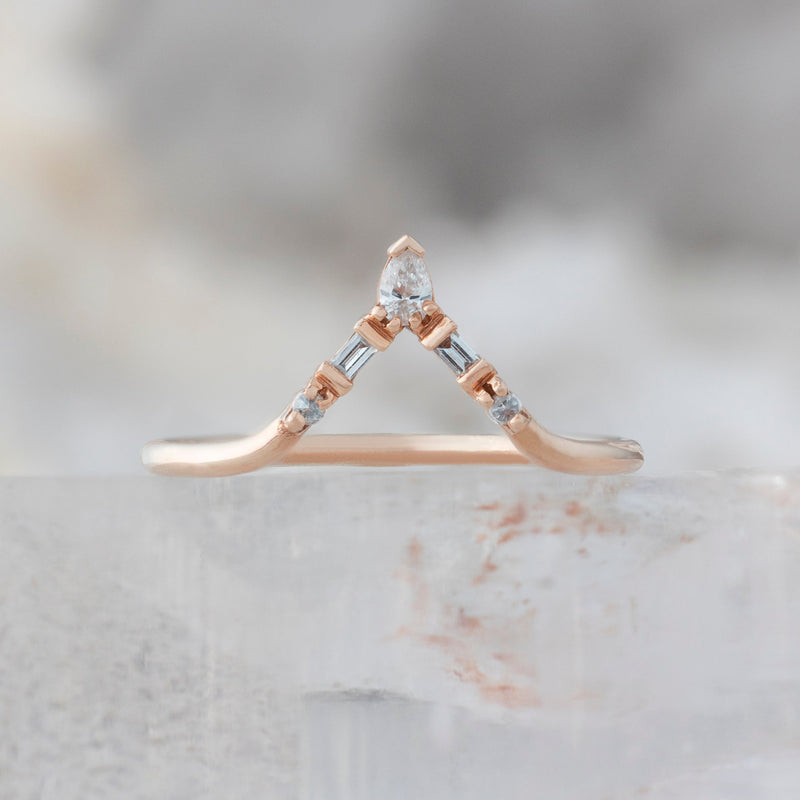 One of a Kind White Diamond Tiara Stacking Band | 14K or 18K Rose Gold