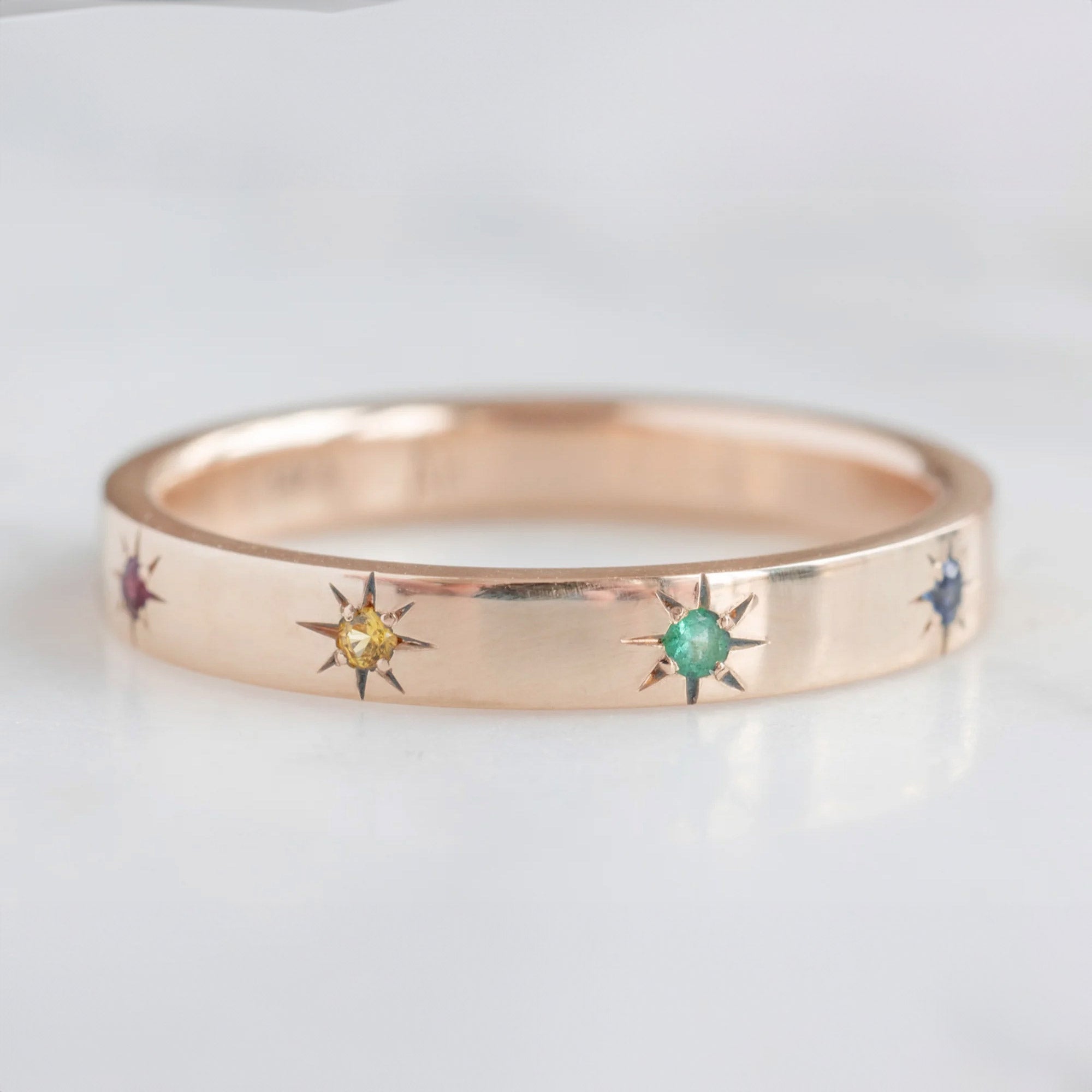 The Star-Set Rainbow Sapphire Band | 14K Rose Gold