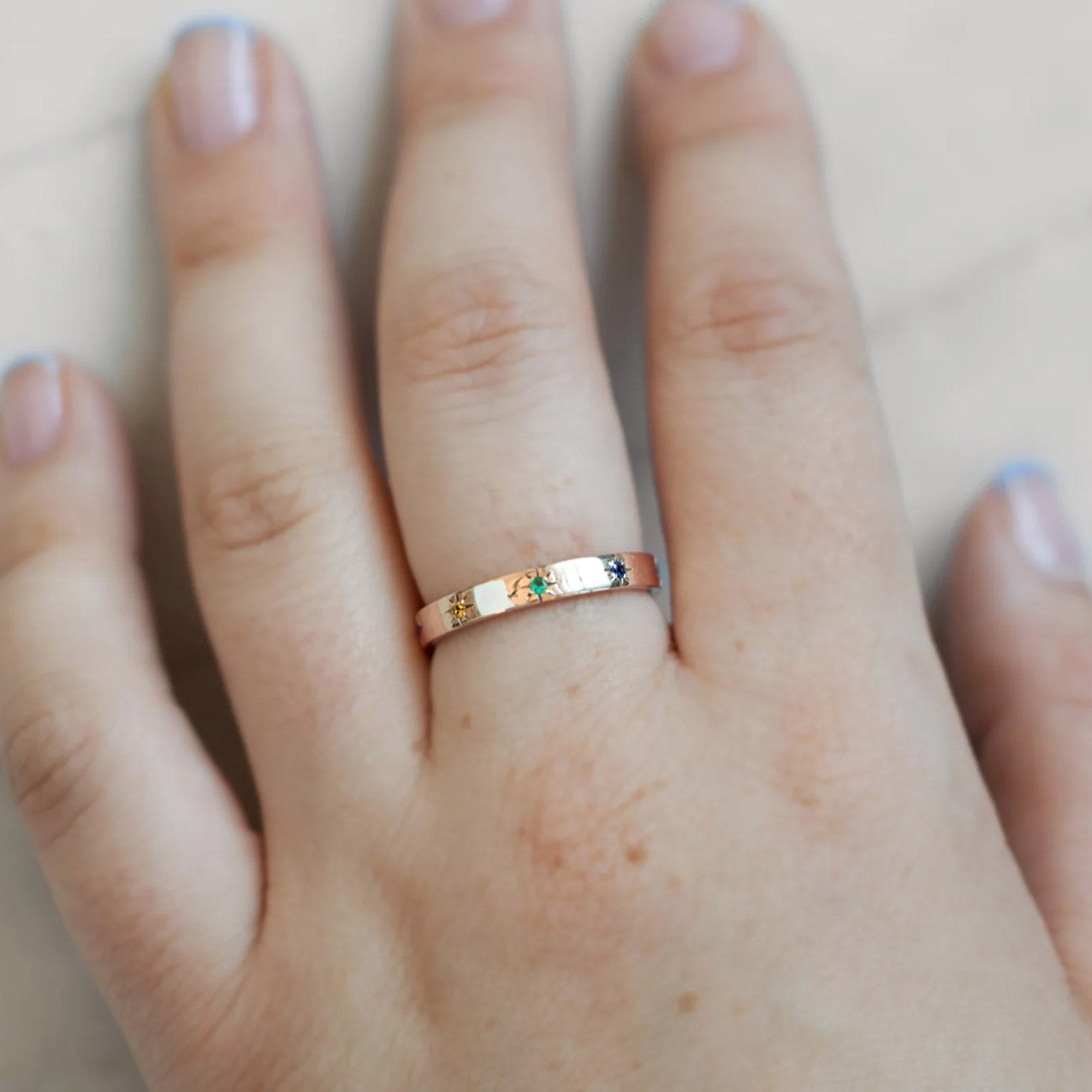 The Star-Set Rainbow Sapphire Band | 14K Rose Gold