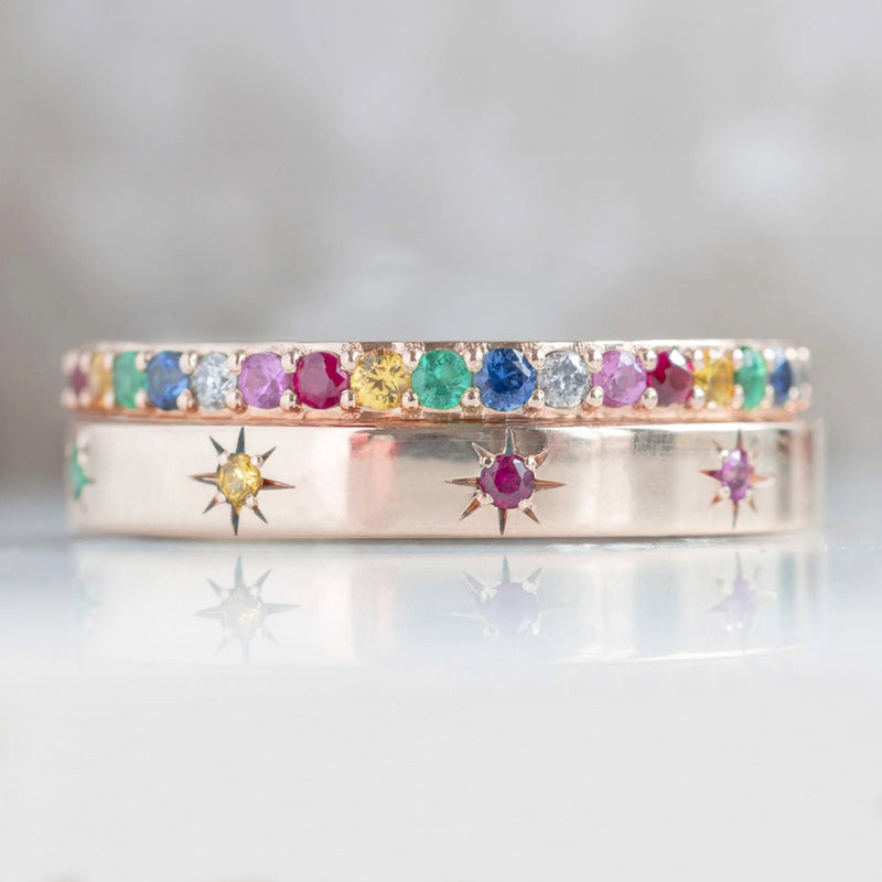 The Star-Set Rainbow Sapphire Band | 14K Rose Gold