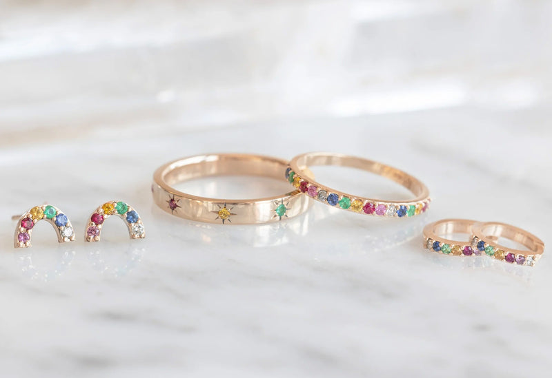 The Star-Set Rainbow Sapphire Band | 14K Rose Gold