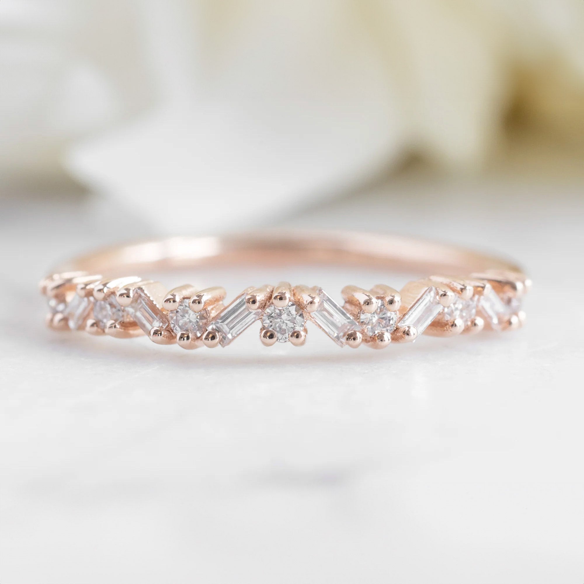 The Baguette Confetti Stacking Ring | 14K or 18K Rose Gold