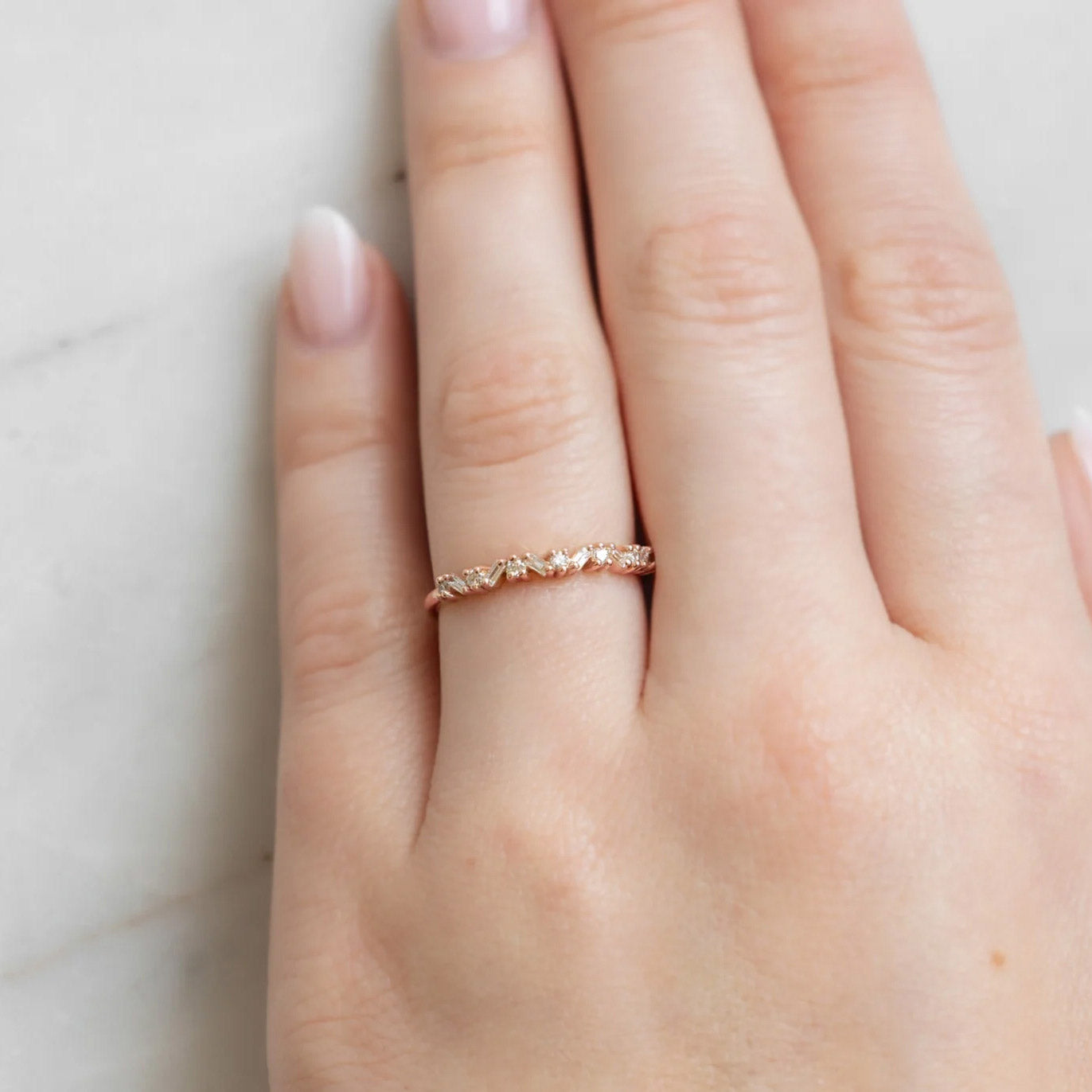 The Baguette Confetti Stacking Ring | 14K or 18K Rose Gold