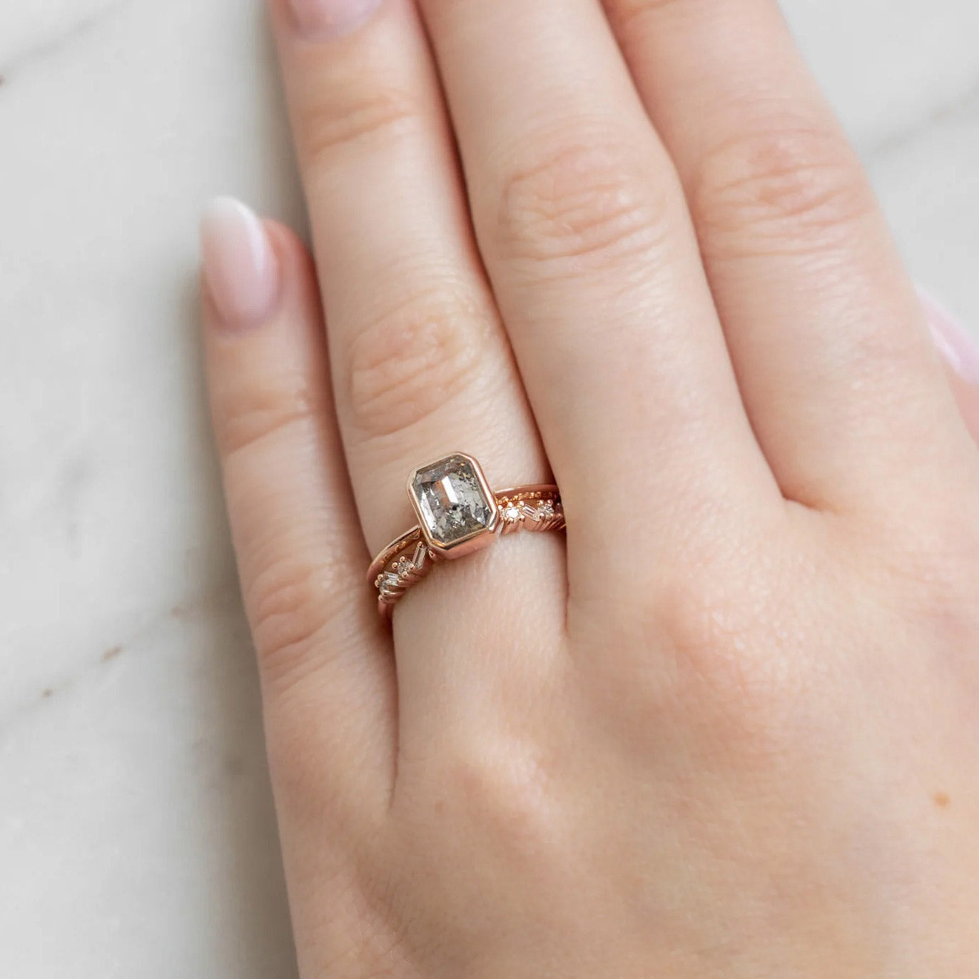 The Baguette Confetti Stacking Ring | 14K or 18K Rose Gold