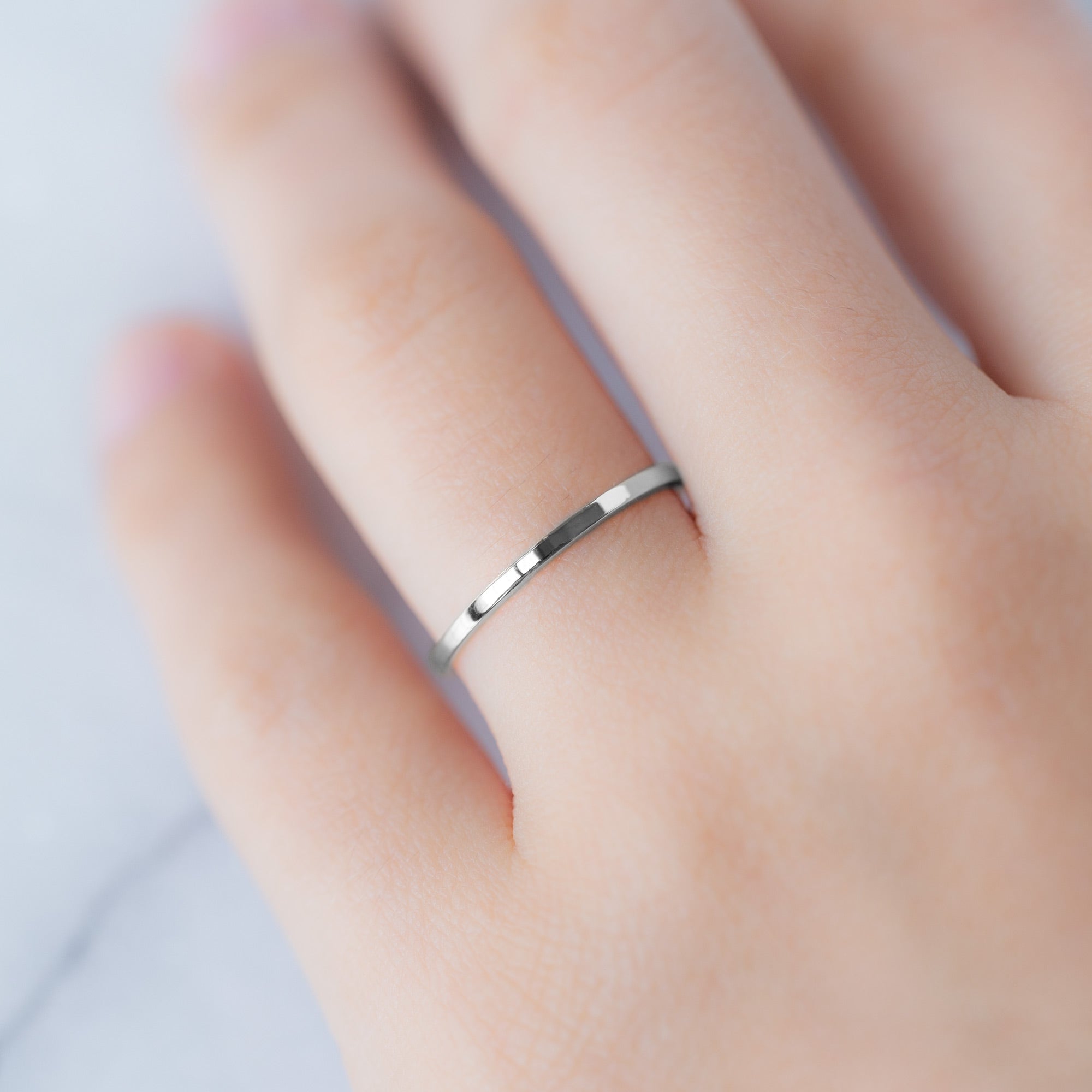 The Gold Stacking Wedding Ring | Smooth Texture in 14K White Gold