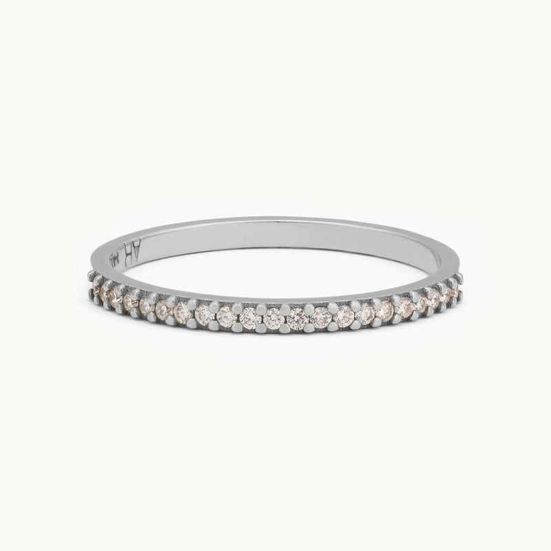 The White Diamond Pavé Wedding Band | 14K or 18K White Gold