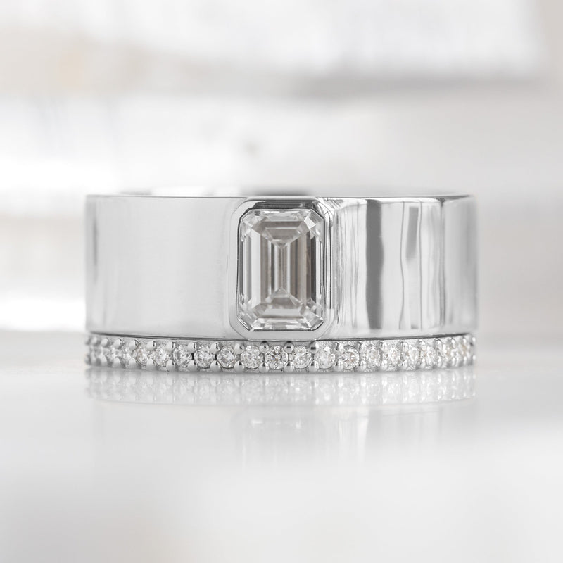 The White Diamond Pavé Wedding Band | 14K or 18K White Gold