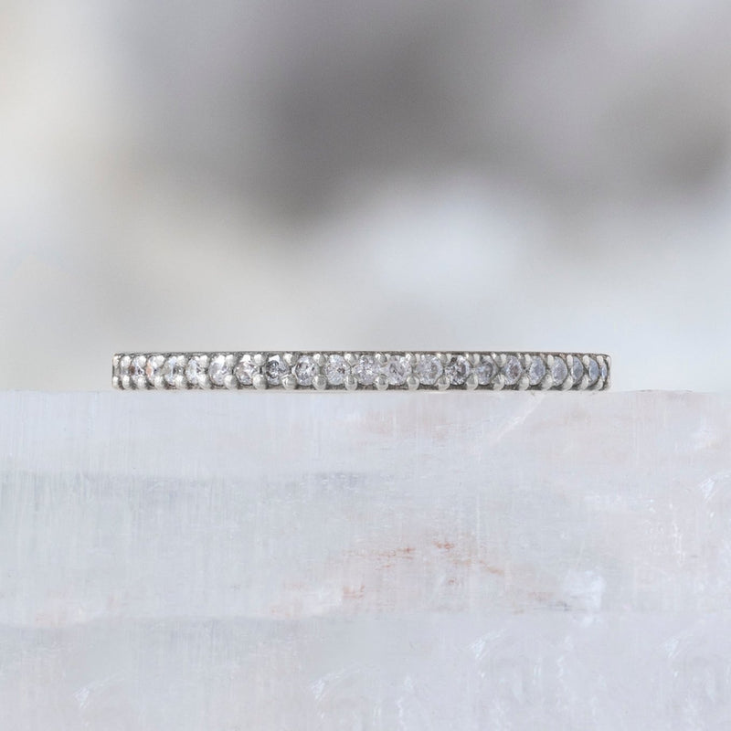 The Salt and Pepper Diamond Pavé Wedding Band | 14K or 18K White Gold