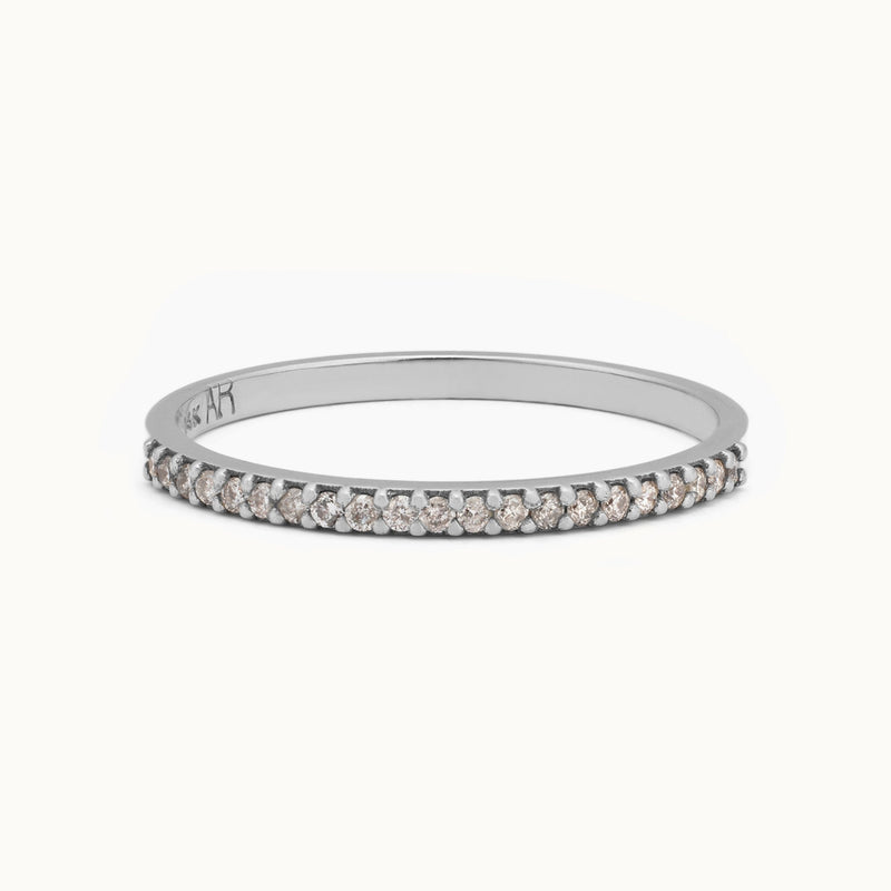 The Salt and Pepper Diamond Pavé Wedding Band | 14K or 18K White Gold