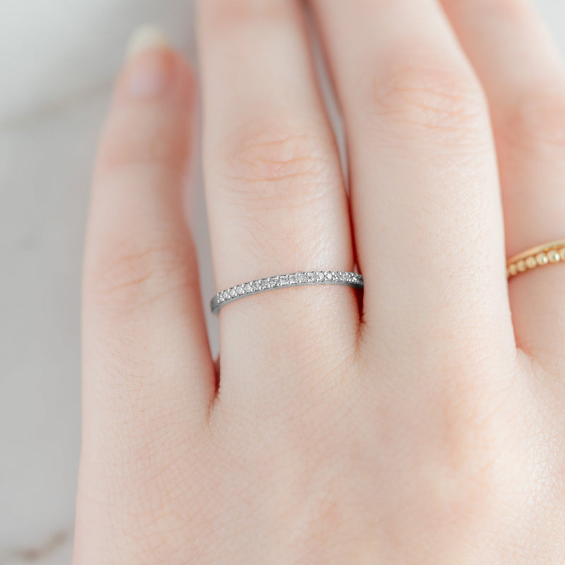 The Salt and Pepper Diamond Pavé Wedding Band | 14K or 18K White Gold