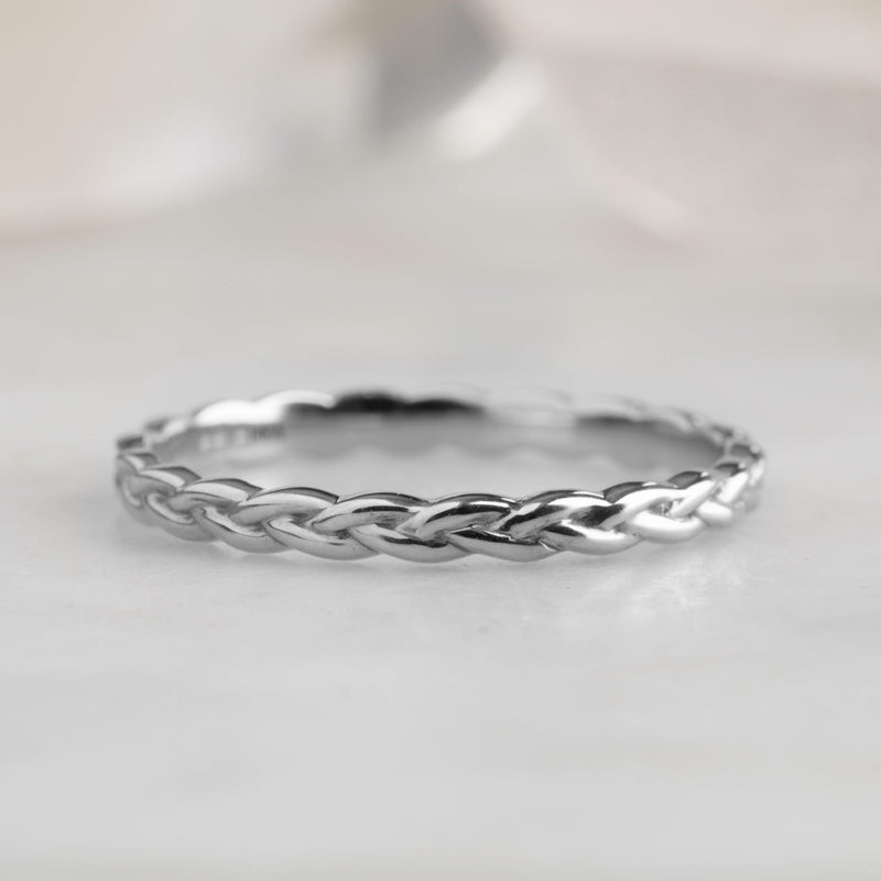 The Gold Braided Stacking Ring | 14K White Gold