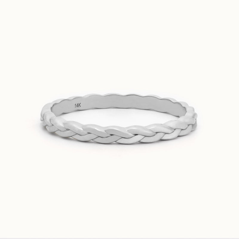 The Gold Braided Stacking Ring | 14K White Gold