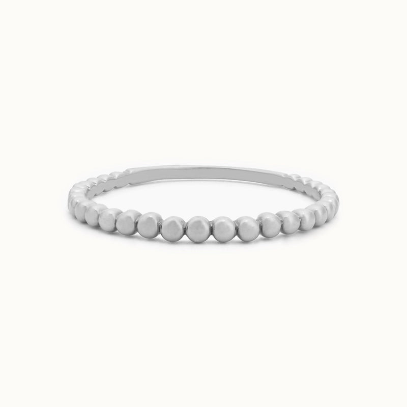 The Gold Beaded Stacking Ring | 14K White Gold