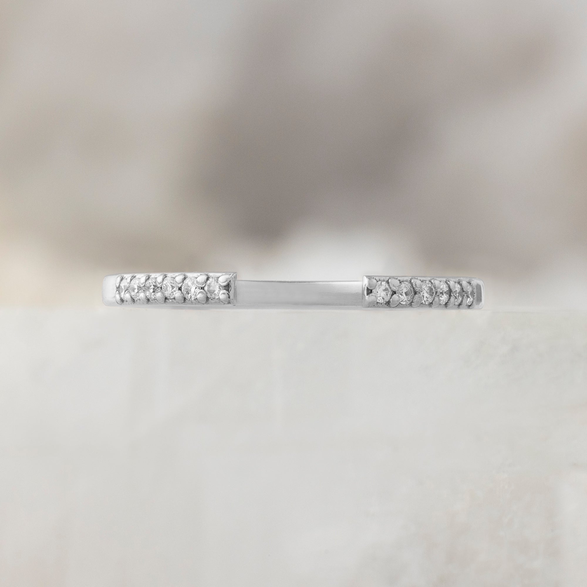 Open Cuff Salt and Pepper Diamond Pavé Stacking Band | 14K or 18K White Gold