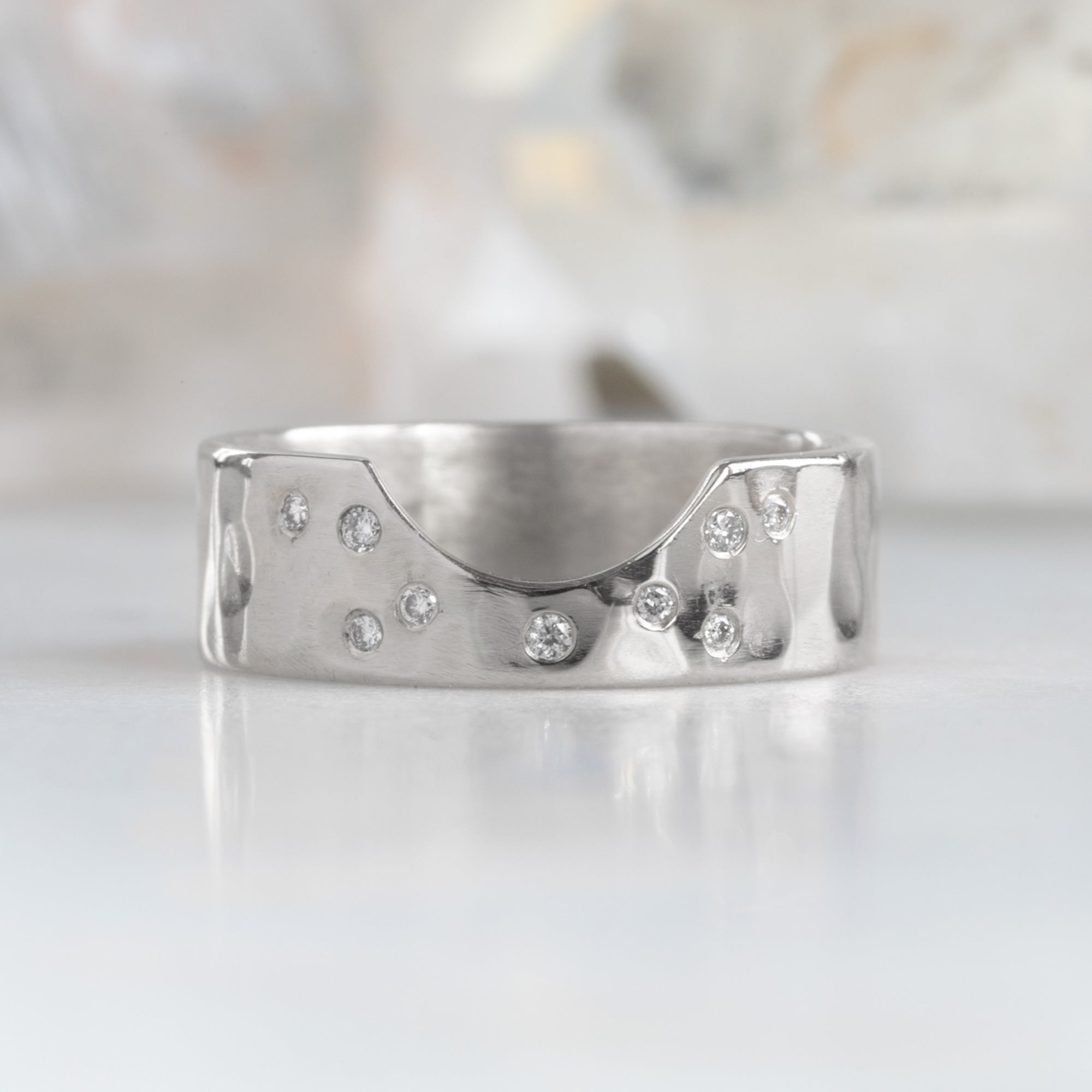 Constellation Cut-Out Stacking Band | Arc Cut Out in 14K White Gold