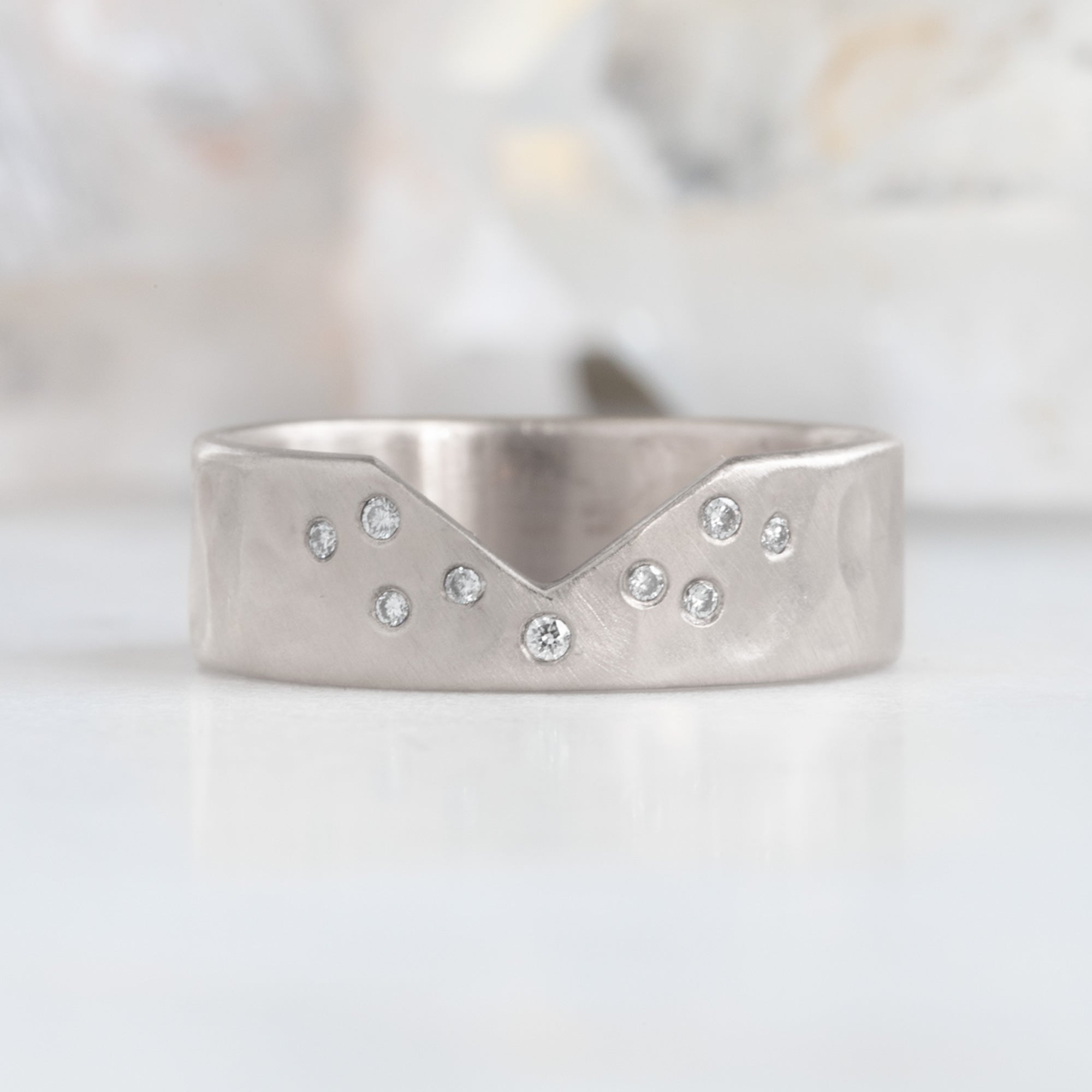 Constellation Cut-Out Stacking Band | Peak Cut Out in 14K White Gold