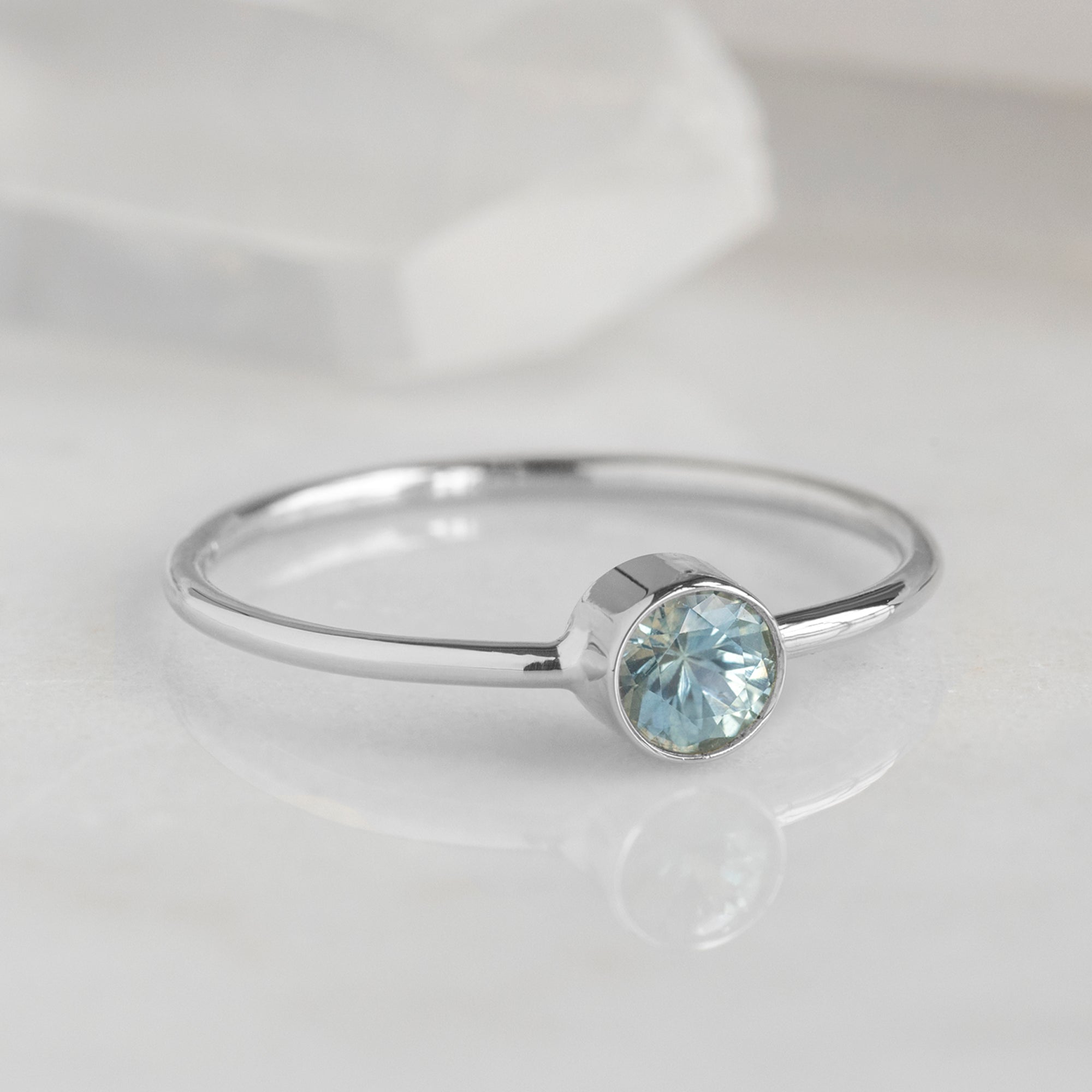 The Montana Sapphire Stacking Ring | 14K White Gold