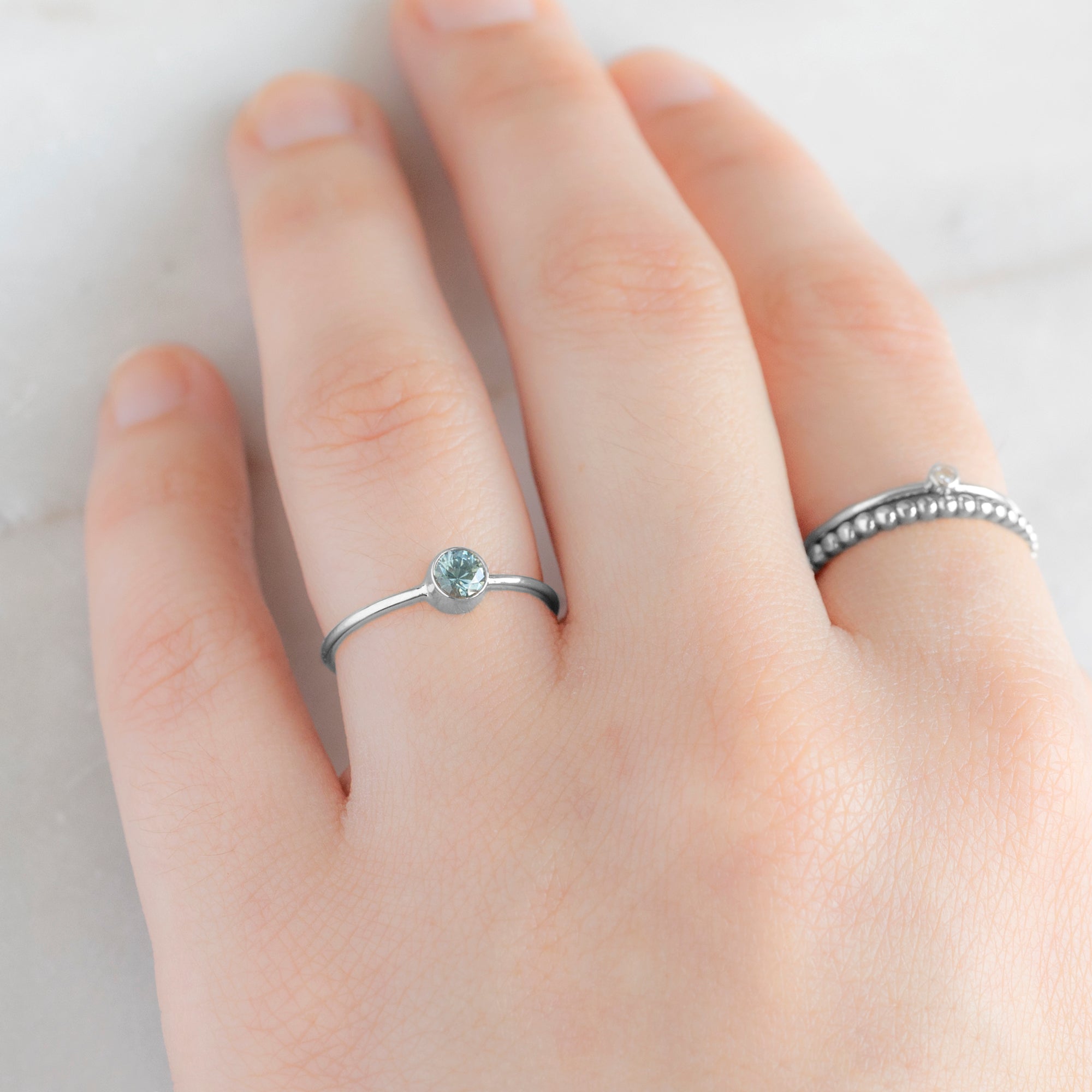 The Montana Sapphire Stacking Ring | 14K White Gold